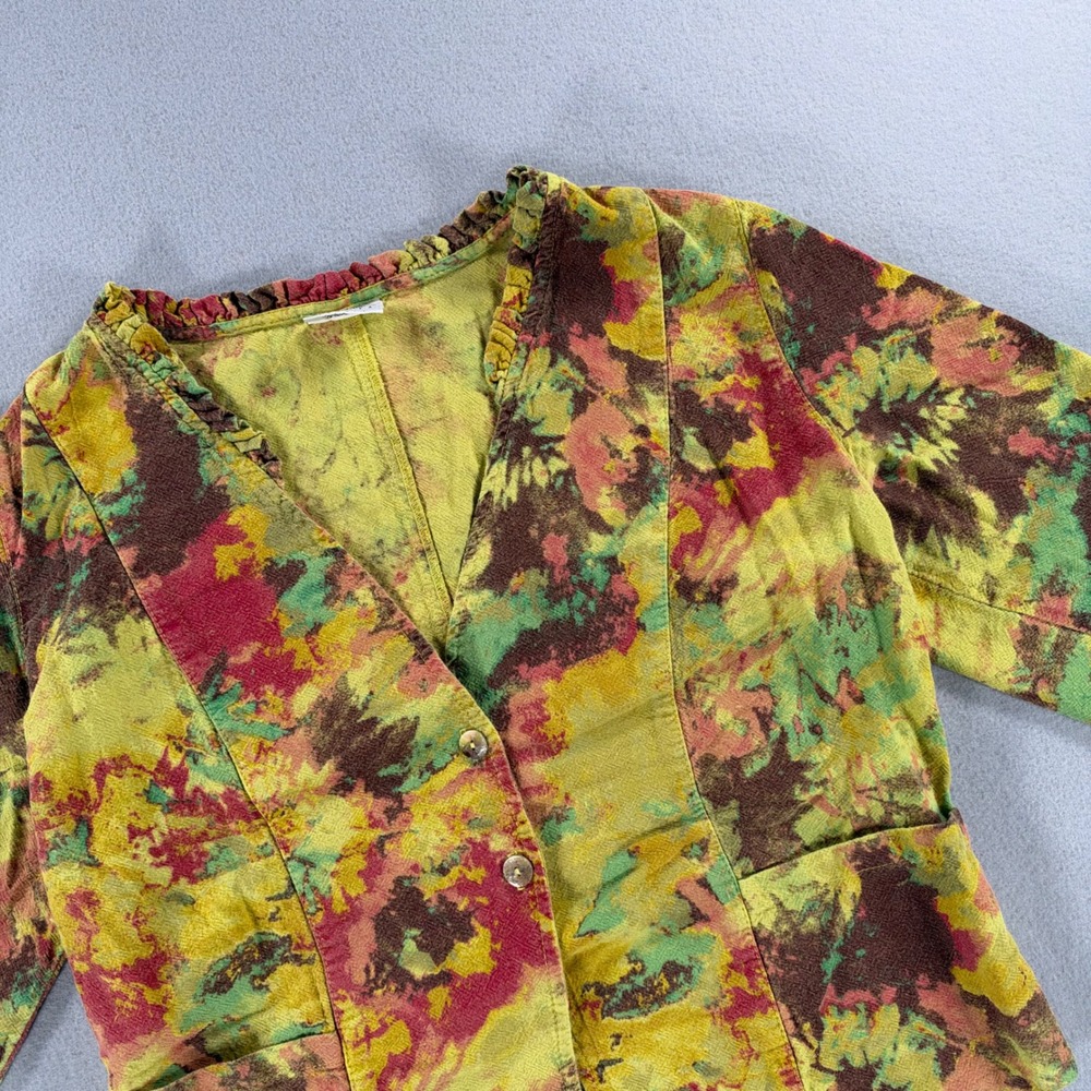 CMC Color Me Cotton Vintage Jacket Abstract Floral Size M Multicolor Made in USA